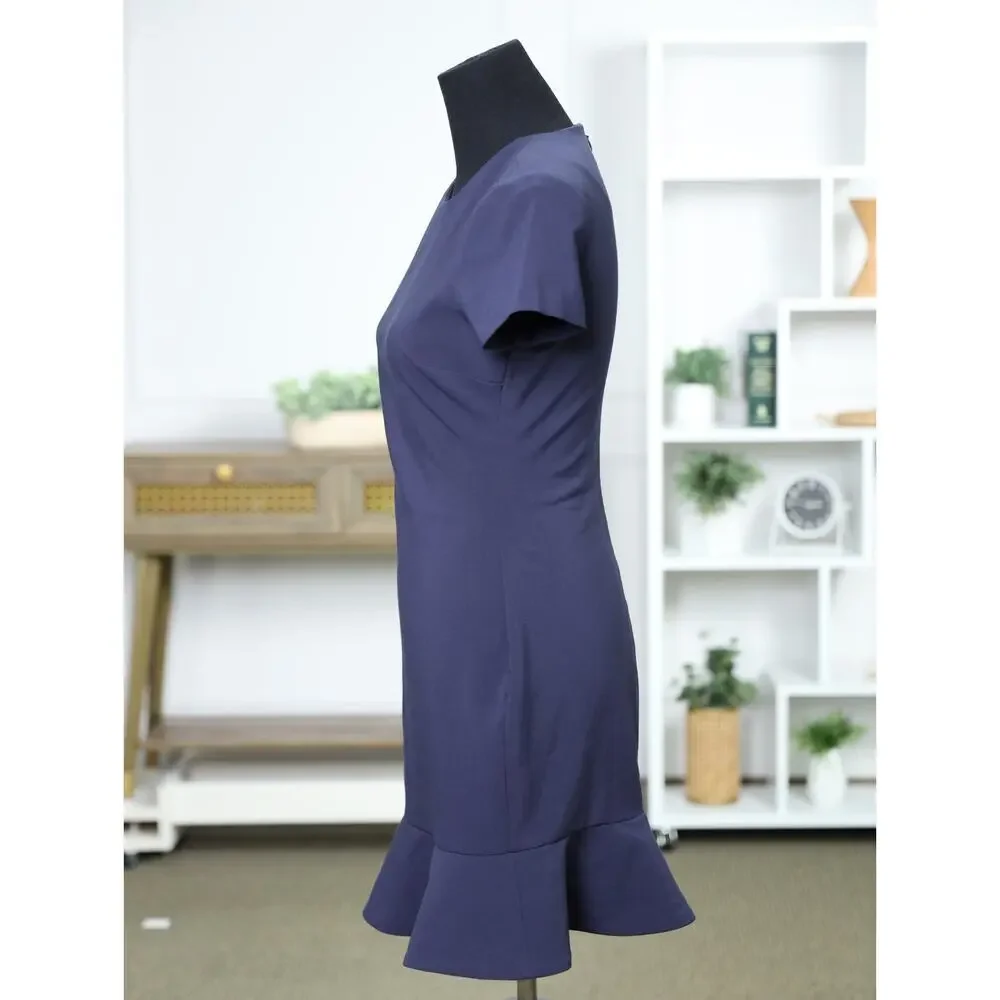 Likely Navy Blue Ruffle Hem Sheath Dress Elegant Cocktail Workwear Occasion New